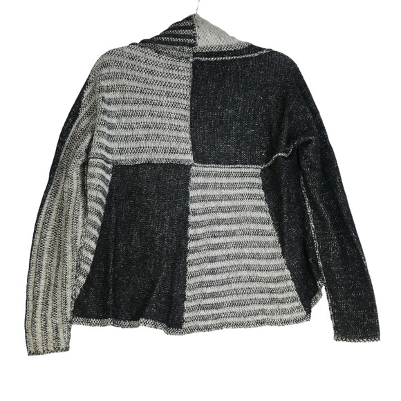 Cabi Black Gray Cardigan Sweater Women Small Wool Blend Patchwork Style 483 - Picture 4 of 9